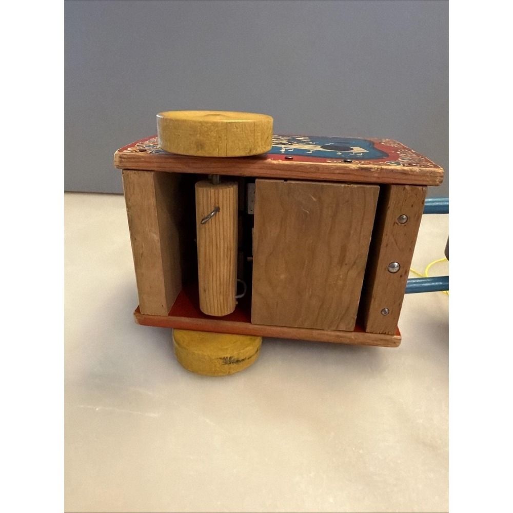 Vintage 1950s Fisher Price Wooden Musical Duck Pull Toy w/ Replaced Pull String - Picture 13 of 16